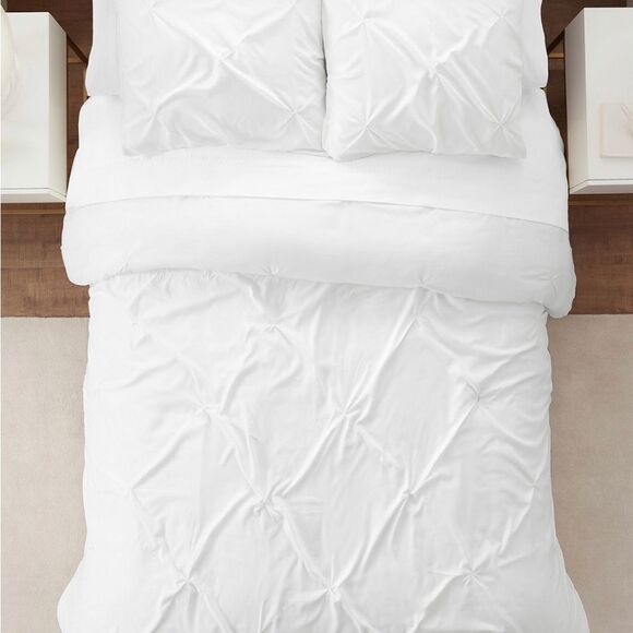 Serta - Simply Clean Antimicrobial Pleated Full and Queen Duvet Set,3 Piece - Picture 8 of 9